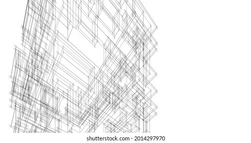 Modern architecture concept 3d drawing