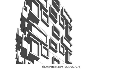 Modern architecture concept 3d drawing