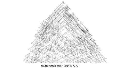Modern architecture concept 3d drawing