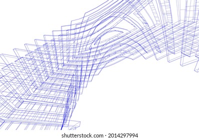 Modern architecture concept 3d drawing