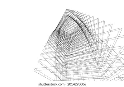 Modern architecture concept 3d drawing