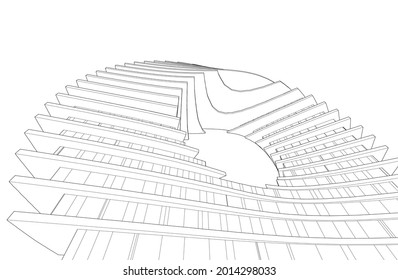 Diseño arquitectónico moderno 3d