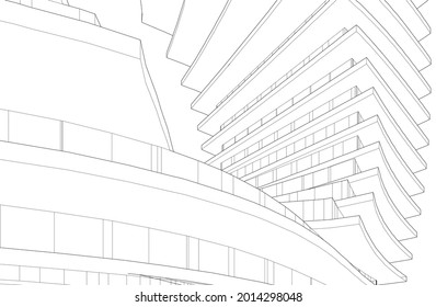 Modern architecture concept 3d drawing