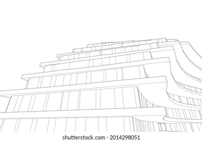 Modernes Architekturkonzept 3D-Zeichnung