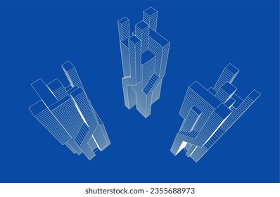 Diseño de concepto de arquitectura moderna Ilustración 3d