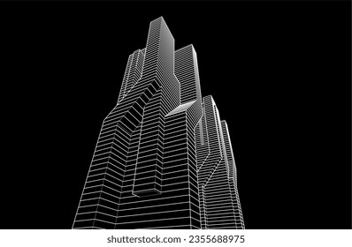 Modern architecture concept design 3d illustration