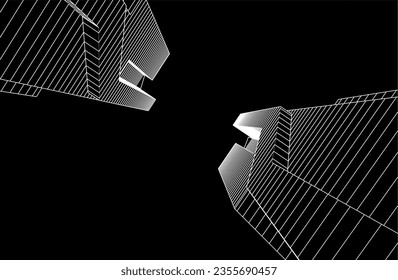Modernes Architekturkonzept, 3D-Zeichnung