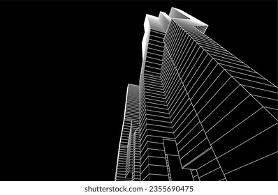 Modern architecture concept design 3d drawing