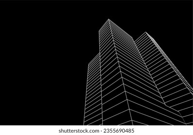 Modern architecture concept design 3d drawing
