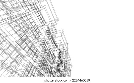 Modernes Architekturdesign, 3D-Illustration 