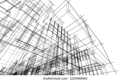 Modern architecture design 3d illustration 