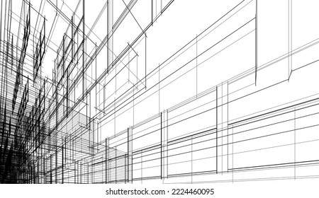 Diseño de arquitectura moderna Ilustración 3d 