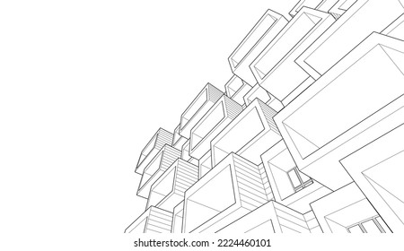 Diseño de arquitectura moderna Ilustración 3d 