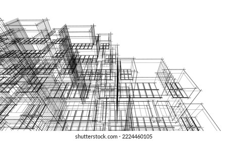 Modernes Architekturdesign, 3D-Illustration 