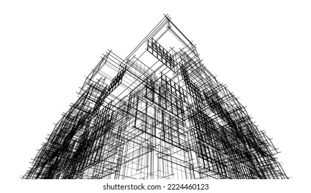 Modern architecture design 3d illustration 