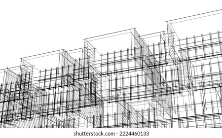 Modern architecture design 3d illustration 