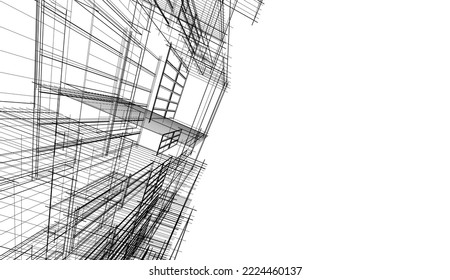 Modern architecture design 3d illustration 