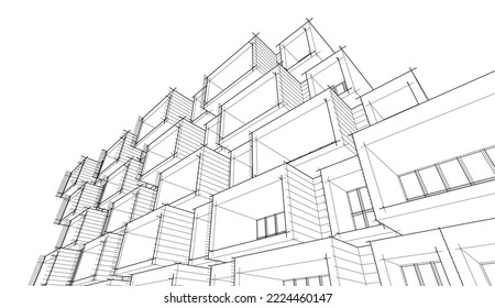 Modern architecture design 3d illustration 