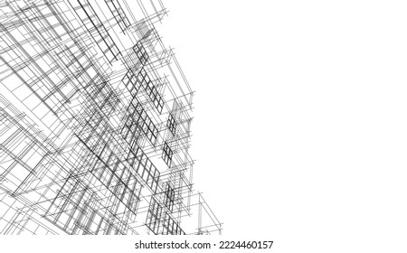 Modern architecture design 3d illustration 