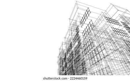 Modern architecture design 3d illustration 