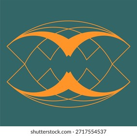 Arquitectura moderna. Desarrollo. El logo es un emblema de estilo Art Deco.