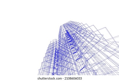 Modern architecture digital 3d illustration