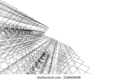 Modern architecture digital 3d illustration