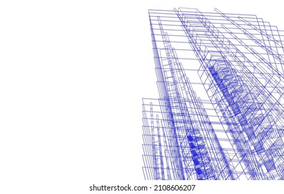 Ilustración digital 3d de arquitectura moderna