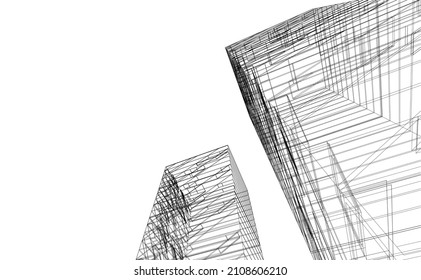 Modern architecture digital 3d illustration
