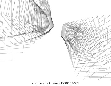 arquitectura moderna fondo digital 3d diseño ilustración vectorial