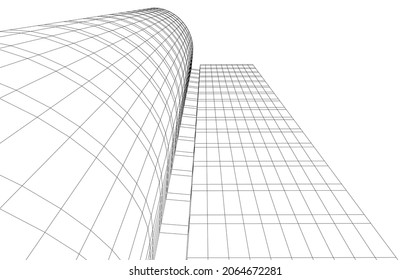 Arquitectura moderna de dibujo digital vector 3d ilustración