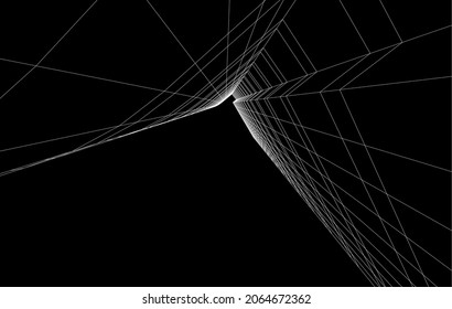 Modern architecture digital drawing vector 3d illustration