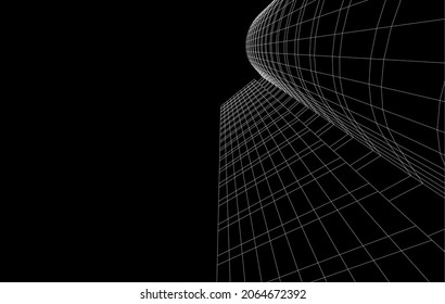 Arquitectura moderna de dibujo digital vector 3d ilustración