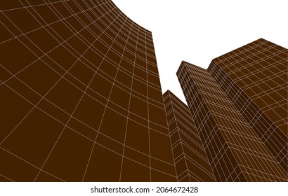 Modern architecture digital drawing vector 3d illustration