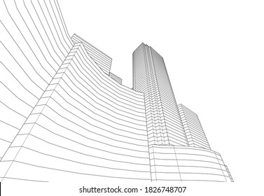 Moderne Architektur, 3D-Illustration