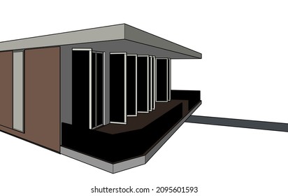 ilustración 3d de arquitectura moderna