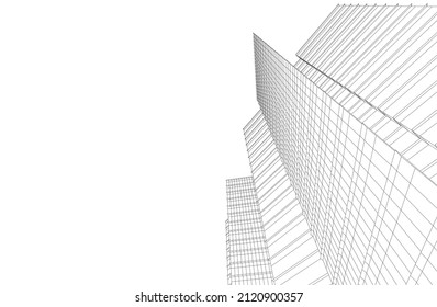 Modern architecture drawing 3d illustration