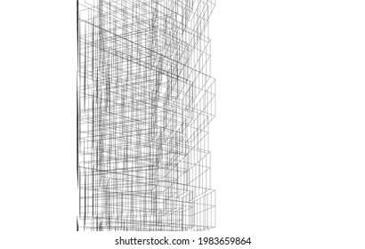 modern architecture drawing vector 3d illustration