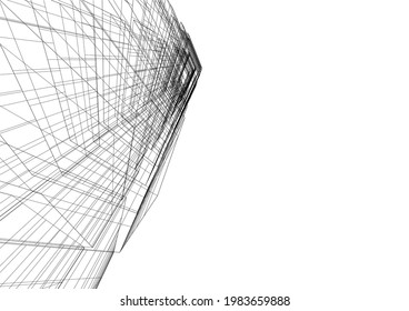 modern architecture drawing vector 3d illustration