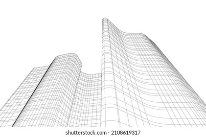 Ilustración vectorial de dibujo de arquitectura moderna