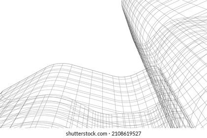 Modern architecture drawing vector illustration