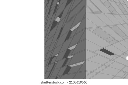 Modern architecture drawing vector illustration