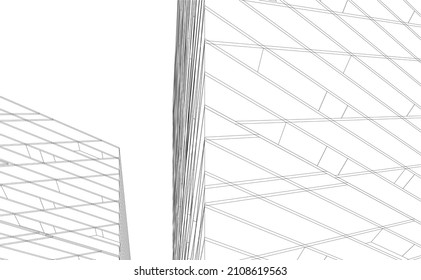 Modern architecture drawing vector illustration