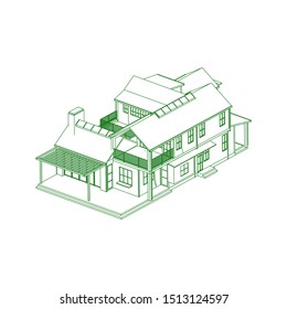 modern architecture exterior. architecture abstract. Blueprint or Wire-frame style