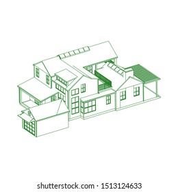 modern architecture exterior. architecture abstract. Blueprint or Wire-frame style