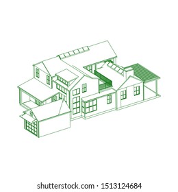 modern architecture exterior. architecture abstract. Blueprint or Wire-frame style