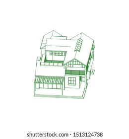 modern architecture exterior. architecture abstract. Blueprint or Wire-frame style