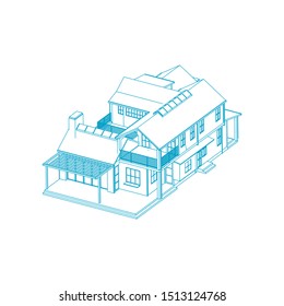 modern architecture exterior. architecture abstract. Blueprint or Wire-frame style