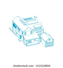 modern architecture exterior. architecture abstract. Blueprint or Wire-frame style