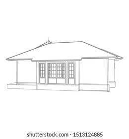 modern architecture exterior. architecture abstract. Blueprint or Wire-frame style